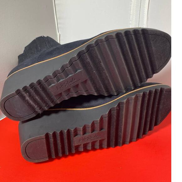 LIFE STRIDE VELOCITY Womens Black Pull Tab Round Toe Wedge Booties 9.5 M NWT - Picture 6 of 10